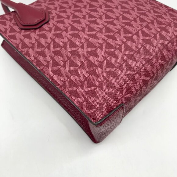 Michael Kors Dark Cherry Monogram Mini Mercer Crossbody Bag - Picture 9 of 10